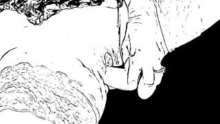 Granny's dildo fun with her wet pussy in anime cartoon 😏