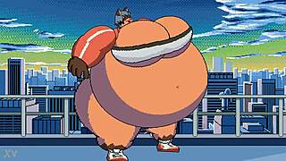 Michiru's belly inflates