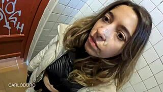 Watch Safira Yakkuza's cumwalk in the park with public flashing and toilet facial cumshot!
