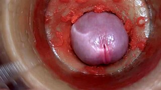 कैमरा डीप पस्सी के अंदर ह्यूज स्पर्म इजेकुलेशन कैप्चर करता 4K होममेड वीडियो में