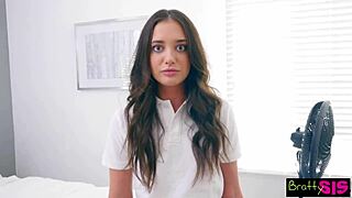 Gia Paige as sassy stepsis bets you can't last 30 seconds in her pussy.