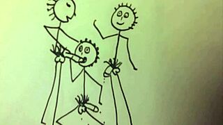 short stickman animation of young fit man giving two guys blowjob fun stop motion cartoon by a55b4nd1t