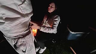 Wife bent over, used outside at camp