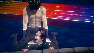 Madura Raikou having sex in the pool