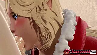 क्रिसमस एल्फ बिग डिक को बेड पर हॉटेस्ट ब्लोजॉब देती है 3डी एनिमेशन में