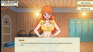 Nami receives first paid blowjob in Lusty Buccaneers parody episode 3
