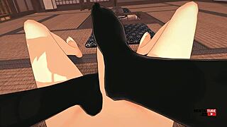 Mina Ashiro's Futanari Footjob and Fuck Ride