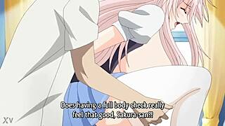 Anime duo engages in intense romance in the classroom setting.