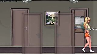 What happens to Jenny on her first day as waitress in hentai game