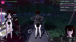 3m tall girl manaka-san exposes secretly in night park