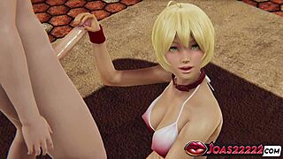 rule34 animation blonde anime girl mito ikumi - handjob sloppy blowjob with moanings and deepthroat mouth fuck with cumshot on face 😏