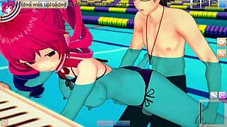 bikini kasane teto and guy fuck in the pool all alone in koikatsu