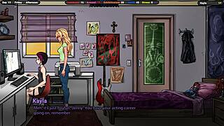 He spread her cheeks and stuck his fingers into her pussy in this hentai game.