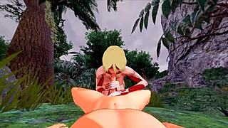 Pov sex with female titan on titan porn - intense anal and creampie outdoors during halloween