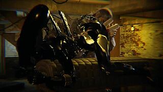 Alien fucks hard with dildo and vibrator!