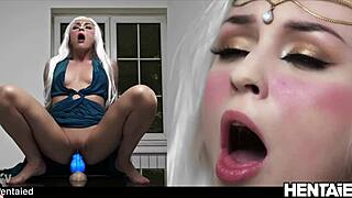 narrating the cosplay porn of incredible elf alya stark with milky boobs, bukkake and orgasm solo play