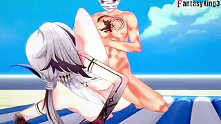 Arlecchino Fucks Hard Naked on Beach in Genshin