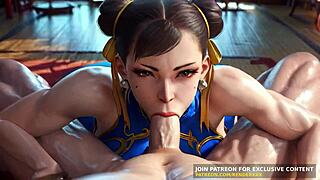 3d animation street fighter - chun li blowjob fullnelson fuck uncensored hentai ai generated