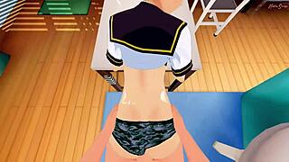 Wow, Chie Satonaka gets fucked and creampied from your POV in Persona 4 hentai!