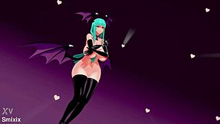 morrigan aensland dances nude then has sex in darkstalkers hentai