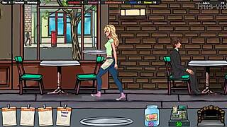 Sweet girl jerks off in shower hentai game!