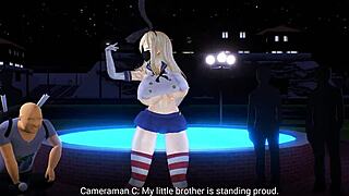 in the mmd world, a curious girl named lambismarck decides to expose the pervert hiding in the shadows, revealing his naughty secrets with her big ass and tits on display