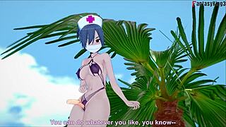 Valentine Nurse in Bikini Performs Footjob and Blowjob