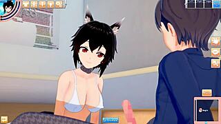 i love this neko cat girl with black hair in the hentai