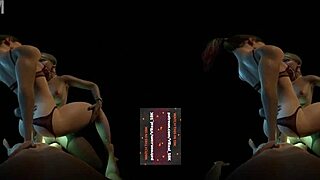 harley quinn and alexa bliss in lesbian threesome dp with glowing strapon orgasm