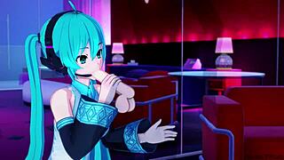 Hatsune Miku takes a lucky guest backstage for intense creampie action