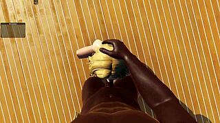 Oh, this blonde slut is blowing that big cock!