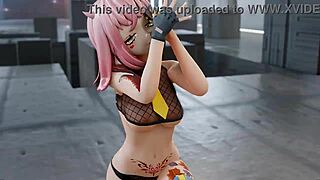 mmd anime girl dances into a teasing striptease she just can't stop