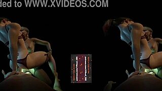 harley quinn and alexa bliss in lesbian threesome dp with glowing strapon orgasm