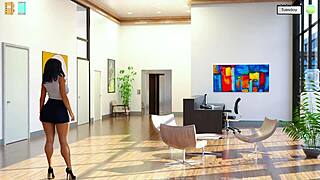 Secretary Slut Fingers Hairy Pussy at Office Desk!