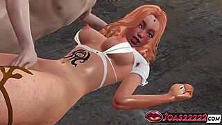 Big tits redhead angel Athena 3D hentai - standing dildo masturbation wet pussy licking and pussy fingering on floor with squirt 😈