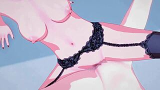 knock knock, blonde anime babe opens up to her busty redhead friend for licking, tribbing and pussy fun