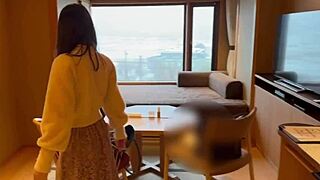 bathhouse beauty slips out of yukata for homemade fuck. curvy japanese gf licked kissed poolside