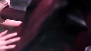 heart pounding watching busty brunette deepthroat demon cock on knees