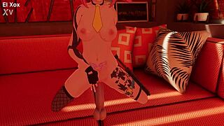 El Xox Vtuber Cums Hard Fucking Herself with Dildo Toy