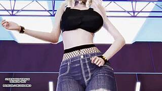 MMD EXID Pink Hot Dance Features Ahri Seraphine Akali K/DA League Legends Hentai Vibes