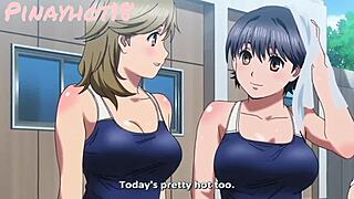 campus swimmer teens finger pussies and fuck big cocks. hentai student ass play