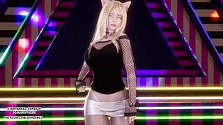 Ahri sways seductively in sexy kpop dance touching body in league of legends uncensored hentai