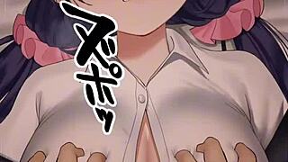 nozomi squeezes pov cock between love live natural big tits