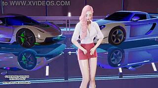 MMD EXID Pink Hot Dance Features Ahri Seraphine Akali K/DA League Legends Hentai Vibes