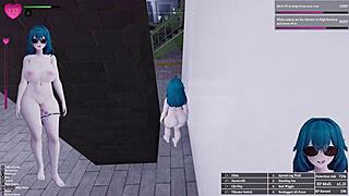 Manaka the femboy flasher struts downtown on her secret uncensored exhibitionism mission in 3d hentai