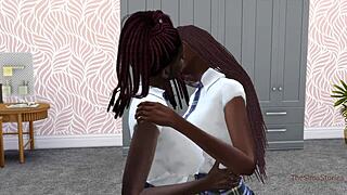 lesbians ditch class for wild pussy grinding. they fuck scissor and dominate each other hard