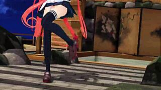 her hips sway seductively as kawakaze strips in erotic mmd dance
