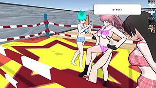 submissive male endures ball kicks in hentai game bdsm scene