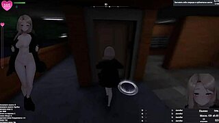 uh she grabs that dildo in fitting room masturbating squirting for old man watching hentai game