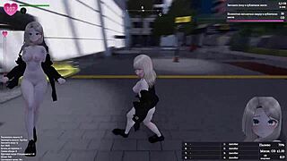 uh she grabs that dildo in fitting room masturbating squirting for old man watching hentai game